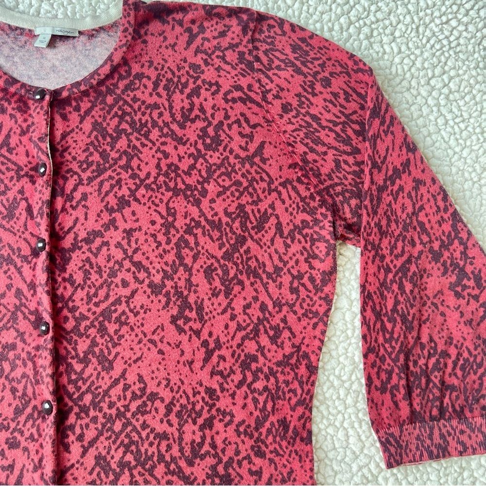 Halogen Women's Cotton Button Red Patterned Sweater Cardigan Size XL
